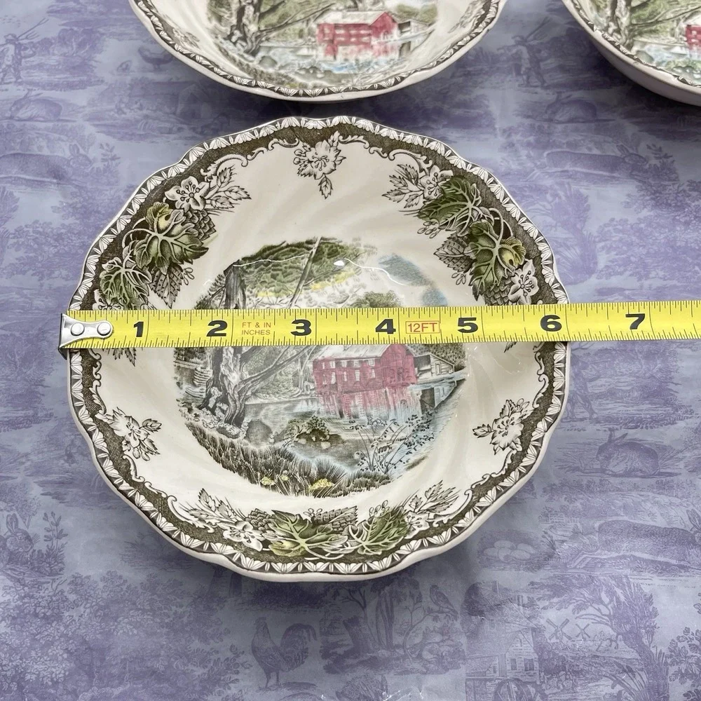 Johnson Brothers Friendly Village The Old Mill Fruit Cereal Bowls Set 4 England